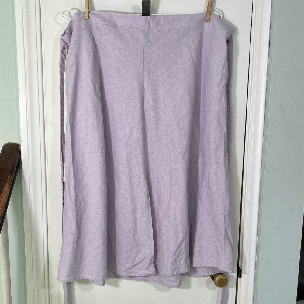 Roz and Ali Lavender Purple Elastic Linen Skirt with Tie